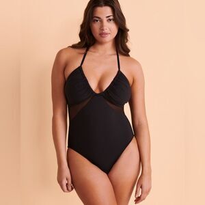 New With Tag Bleu Rod Beattie Size 4 Don't Mesh With Me One-piece Black Swimsuit